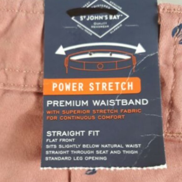 St. John's Bay Men's Power Stretch Chino Shorts Size 44 Washed Lobster Color - Picture 9 of 11